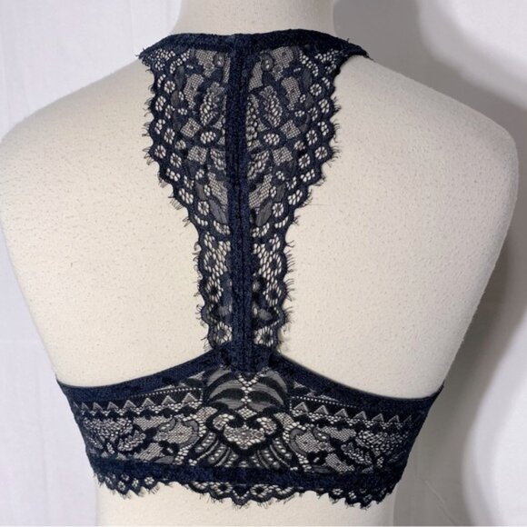 SOLD-La Senza So Free Black Lace Racerback Front Closure Bra 34DD - Picture 2 of 9